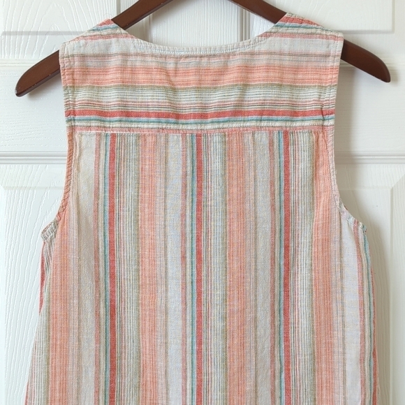 Beachlunchlounge Jenna Linen Blend Striped Split Neck Sleeveless Tunic Top XS - Picture 11 of 11
